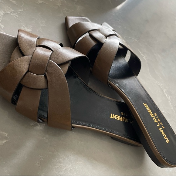 YSL/ Saint Laurent Tribute Mules in Smooth Leather - Picture 5 of 7